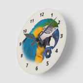 blauwe en goudpapegaai ronde klok (Hoek)
