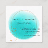 Blauwe en goudpenseelstreken vierkante visitekaartje (Voorkant)