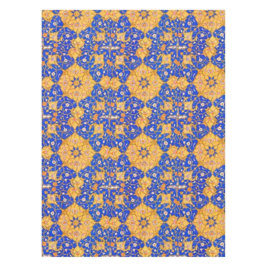 Blauwe en goudperzische sierplant tafelkleed (Voorkant)