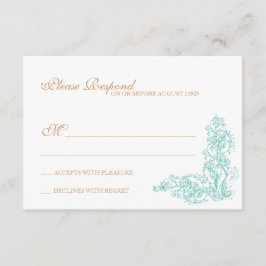   blauwe en goudrespons RSVP kaartje