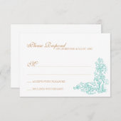   blauwe en goudrespons RSVP kaartje (Voorkant / Achterkant)