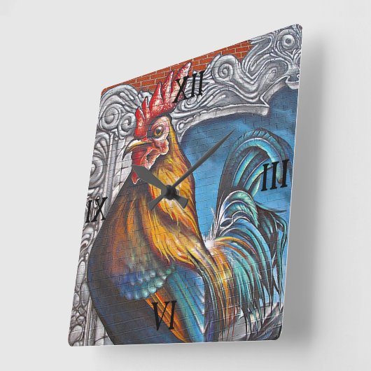 Blauwe en goudrooster vierkante klok (Hoek)