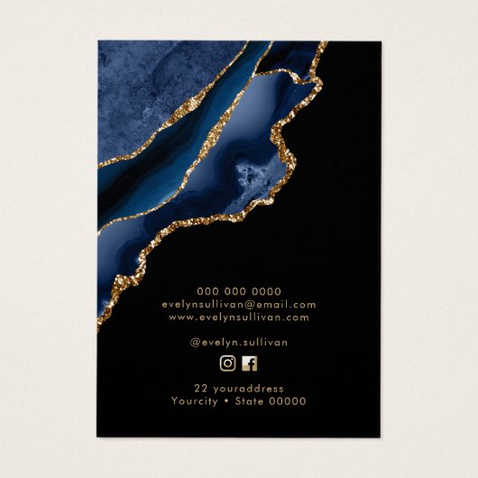 Blauwe en goudsieraden visitekaartje (Achterkant)