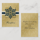 blauwe en goudsneeuwvlokken winterbruiloft informatiekaartje (Voorkant / Achterkant)