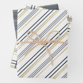 Blauwe en goudstaven en vlechten inpakpapier vel (In situ)