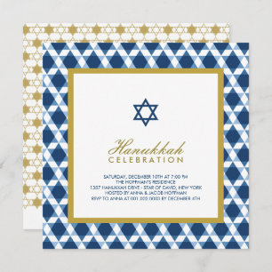 Blauwe en goudster van David Hanukkah Holiday Part Kaart