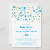Blauwe en goudsterren Baby shower Kaart (Voorkant)
