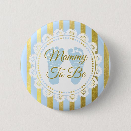Blauwe en goudstripte mammie om Button te worden (Voorkant)