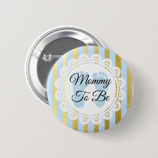 Blauwe en goudstripte mammie om Button te worden (Voorkant /achterkant)