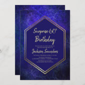 Blauwe en goudsurrogaat 60e verjaardag kaart (Voorkant / Achterkant)