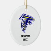 Blauwe en goudvalk kerstversiering keramisch ornament (Rechts)