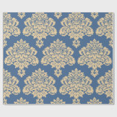 Blauwe en goudventilator cadeaupapier (Vlak)