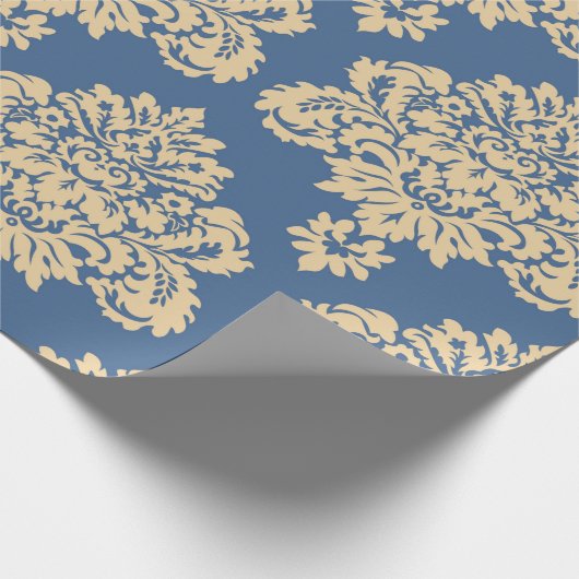 Blauwe en goudventilator cadeaupapier (Hoek)