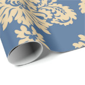 Blauwe en goudventilator cadeaupapier (Rol Hoek)