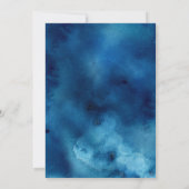 Blauwe en goudWaterverf sparen de Datum Uitnodigin Kaart (Achterkant)