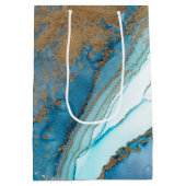 Blauwe en goudwitte marmer medium cadeauzakje (Achterkant)