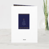 Blauwe en goudzige kerstboom feestdagen kaart (Achterkant)