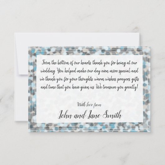 Blauwe en grijze Abstracte steen Hartelijk dank Bedankkaart (Achterkant)