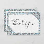 Blauwe en grijze Abstracte steen Hartelijk dank Bedankkaart (Voorkant / Achterkant)