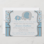 Blauwe en grijze Baby shower Kaart (Voorkant)