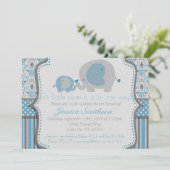 Blauwe en grijze Baby shower Kaart (Staand voorkant)