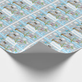 Blauwe en grijze Baby | Shower Theme Cadeaupapier (Hoek)