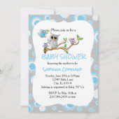 Blauwe en grijze Baby uil 🦉| Douchethema Kaart (Voorkant)