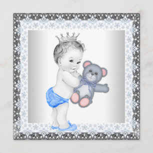 Blauwe en grijze  babyjongen kaart