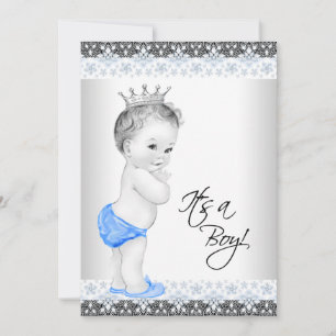 Blauwe en grijze  babyjongen kaart