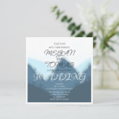 Blauwe en grijze bergen Elegant Wedding Kaart (Staand voorkant)