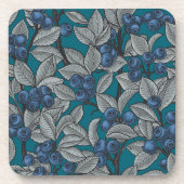 Blauwe en grijze bosbessen bier onderzetter (Voorkant)