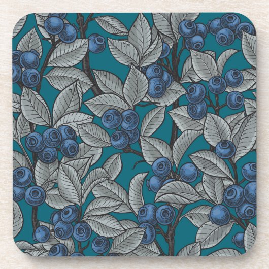 Blauwe en grijze bosbessen bier onderzetter (Voorkant)