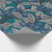 Blauwe en grijze bosbessen cadeaupapier (Hoek)