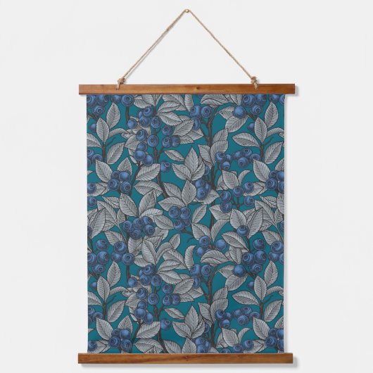 Blauwe en grijze bosbessen hangend wandkleed (Voorkant)