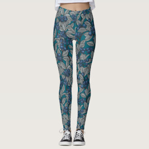 Blauwe en grijze bosbessen leggings
