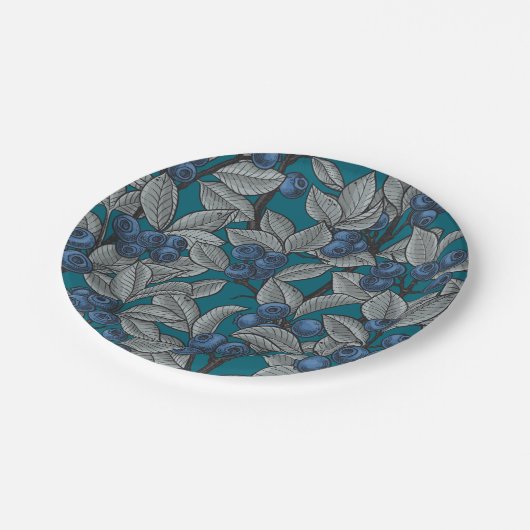 Blauwe en grijze bosbessen papieren bordje (Gekanteld)