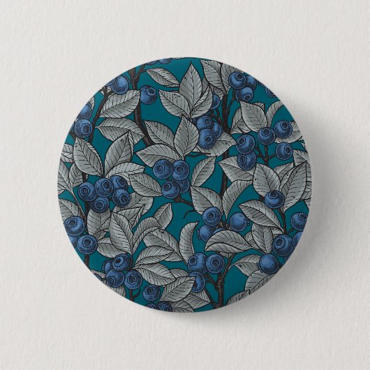 Blauwe en grijze bosbessen ronde button 5,7 cm (Voorkant)