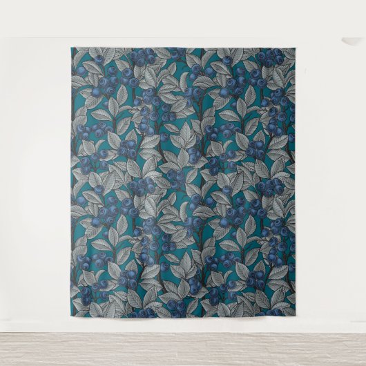 Blauwe en grijze bosbessen wandkleed (Voorkant)