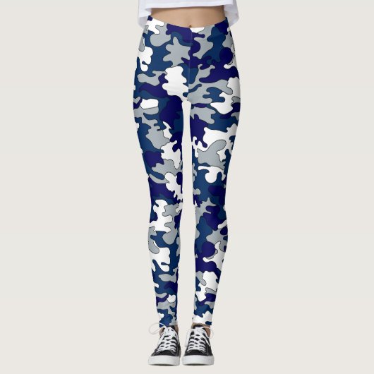 Blauwe en grijze Camo-Leggings Leggings (Voorkant)