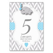 Blauwe en Grijze Chevron Olifant - Tafel Kaart (Voorkant)