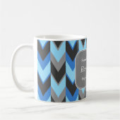 Blauwe en grijze Chevron Pattern Bar Mitzvah Koffiemok (Links)