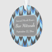 Blauwe en grijze Chevron Pattern Bar Mitzvah Ornament (voorkant)