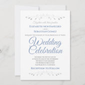 Blauwe en grijze Eenvoudige uitnodiging tot huweli (Voorkant)