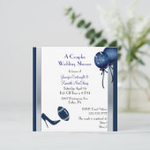 Blauwe en grijze Football paren bruiloft Kaart (Staand voorkant)
