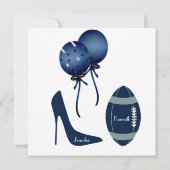 Blauwe en grijze Football paren bruiloft Kaart (Achterkant)