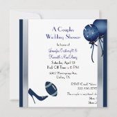 Blauwe en grijze Football paren bruiloft Kaart (Voorkant)