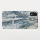 Blauwe en grijze gemarmerde textuur Case-Mate iPhone case (Achterkant (horizontaal))