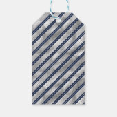 Blauwe en Grijze Glanzende Strepen Cadeaulabel (Achterkant)