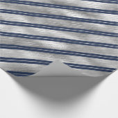 Blauwe en Grijze Glanzende Strepen Cadeaupapier (Hoek)