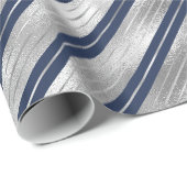 Blauwe en Grijze Glanzende Strepen Cadeaupapier (Rol Hoek)